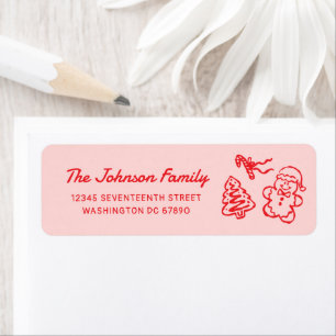 Retro Hand Drawn Christmas Party Return Address