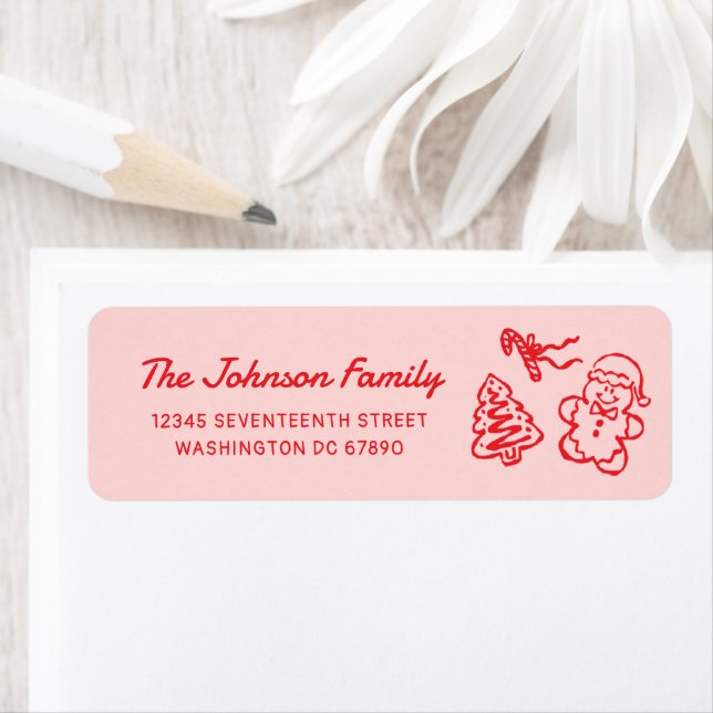 Retro Hand Drawn Christmas Party Return Address (Insitu)