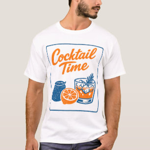 Retro Hand Drawn Cocktail Time Lemons Bar Art T-Shirt