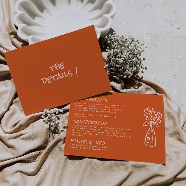 Retro Hand Drawn Colourful Floral Wedding Details  Enclosure Card (Creator Uploaded)