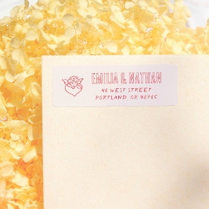 Retro Hand Drawn Cupid Wedding Return Address