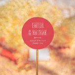 Retro Hand Drawn Cupid Wedding Thank You Favor Classic Round Sticker<br><div class="desc">A thank you sticker to match our Retro Love Struck Hand Drawn Cupid Wedding collection. This design features your names in bold capitals and a whimsical, hand-drawn Cupid's arrow illustration. This favor sticker can be used on wedding favors or to seal envelopes for thank-you cards. View the collection linked on...</div>
