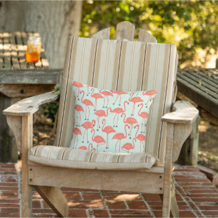 Retro Hand-Drawn Flamingo   Tropical Pattern Coral Cushion