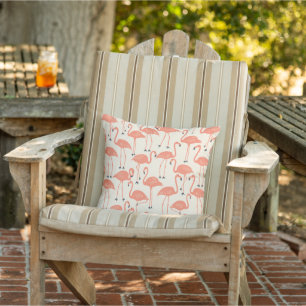 Retro Hand-Drawn Flamingo Tropical Pattern Peach Cushion
