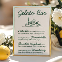 Retro Hand-Drawn Gelato Bar Wedding Tabletop Sign