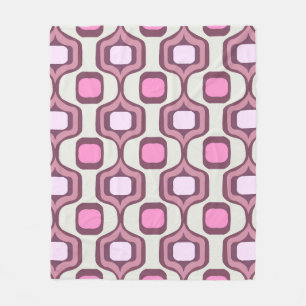 Retro Hand Drawn Geometric Square Pattern Minimal Fleece Blanket