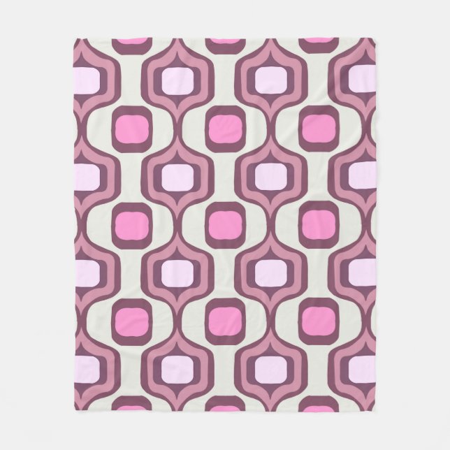 Retro Hand Drawn Geometric Square Pattern Minimal  Fleece Blanket (Front)