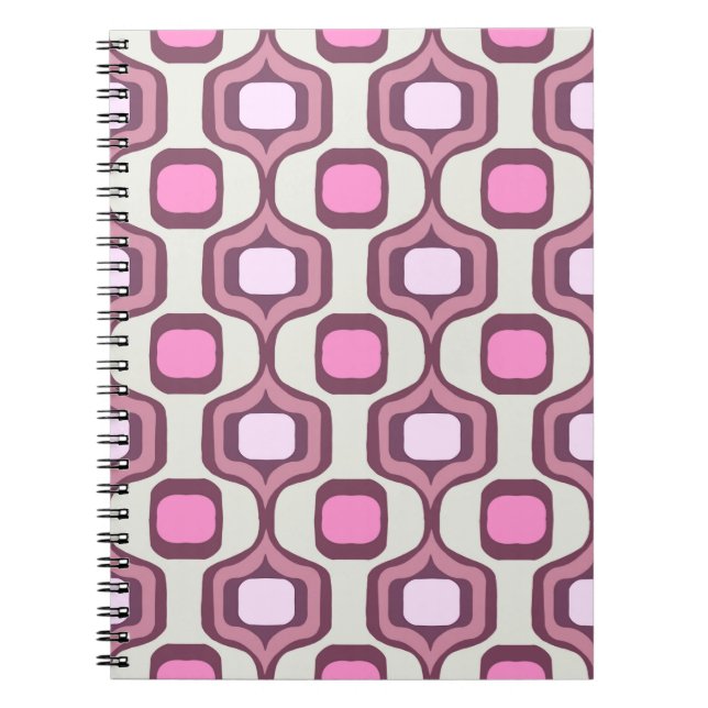 Retro Hand Drawn Geometric Square Pattern Minimal  Notebook (Front)