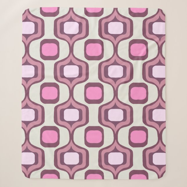Retro Hand Drawn Geometric Square Pattern Minimal  Sherpa Blanket (Front)