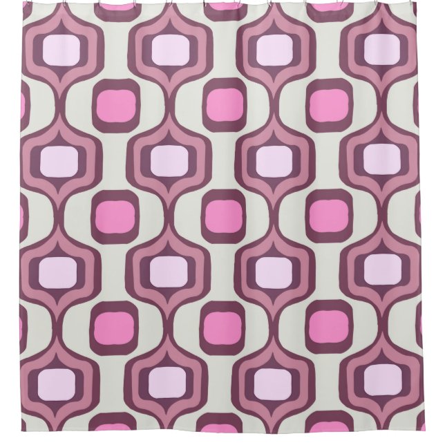 Retro Hand Drawn Geometric Square Pattern Minimal  Shower Curtain (Front)