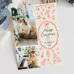 Retro Hand Drawn Icons Merry Christmas 2 Photo Holiday Card<br><div class="desc">Share your warmest wishes with this personalised 2 photo Holiday card. Featuring a cosy winter scene with mistletoe & greenery, it’s the perfect way to showcase your favourite family memories. **Notes: Top Image - Vertical Photo preferred & for Bottom Image - Horizontal Photo Preferred (Use Crop tool to adjust Photo...</div>
