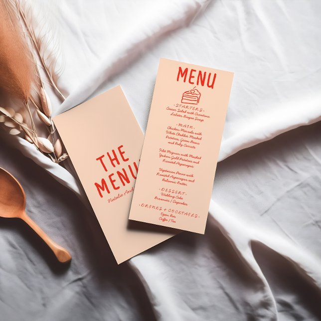 Retro Hand Drawn Orange Red Colourful Wedding Menu (Creator Uploaded)