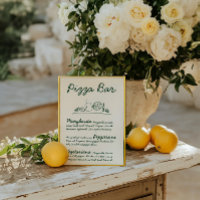 Retro Hand-Drawn Pizza Bar Wedding Tabletop Sign