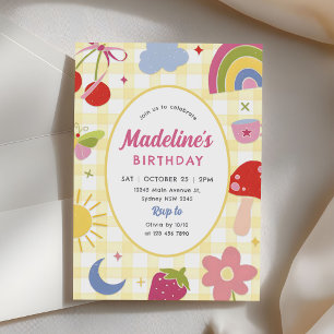 Retro Hand Drawn Quirky Birthday Party Invitation