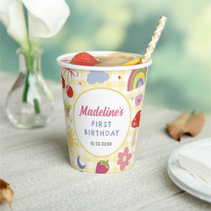 Retro Hand Drawn Quirky Birthday Party Paper Cups