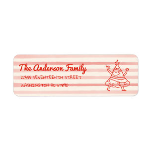 Retro Hand Drawn Red Funny Christmas Tree Address