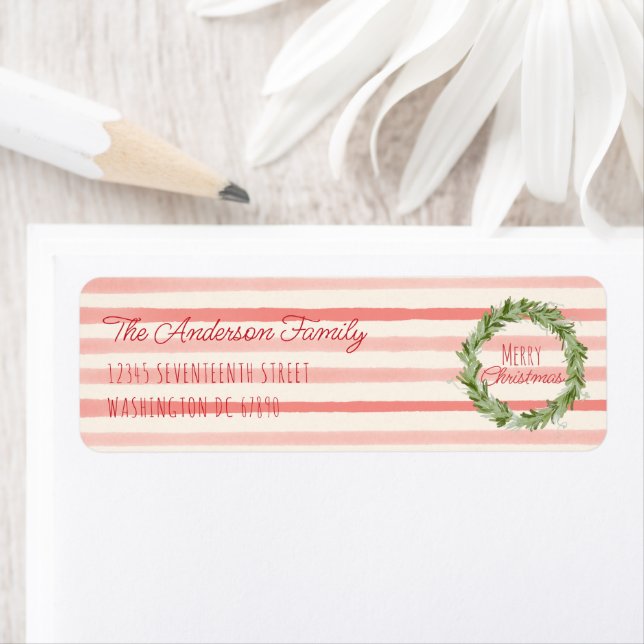 Retro Hand Drawn Red Green Christmas Wreath  (Insitu)