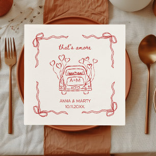 Retro Hand-drawn Red Unique Bow That's amore Napkin