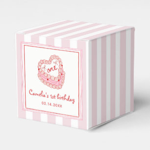 Retro Hand Drawn Valentine Girl First Birthday Favour Box