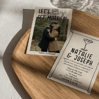 Retro Hand Drawn Written Cocktail Photo Wedding