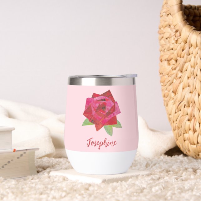 Retro Hand-Illustrated Red Rose Unique Pink Custom (Living Room)