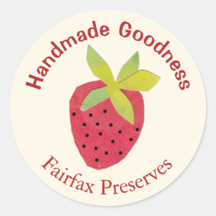 Retro Hand-Illustrated Strawberry Jam Jar Label   