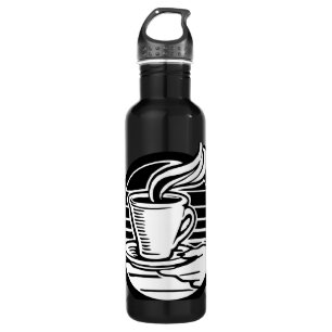Retro Hand Serving Coffee Illustration Logo Style 710 Ml Water Bottle