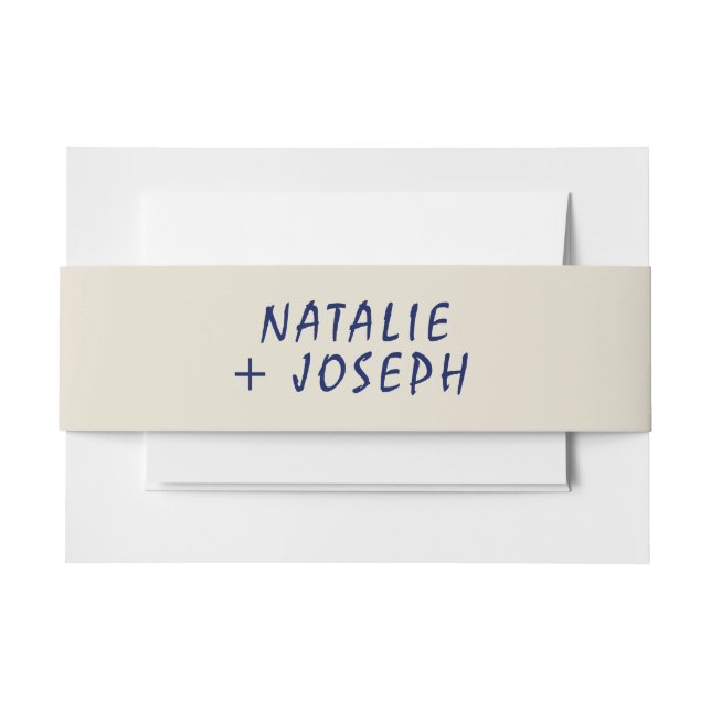 Retro Hand Written Bold Modern Bright Wedding Invitation Belly Band (Front Example)