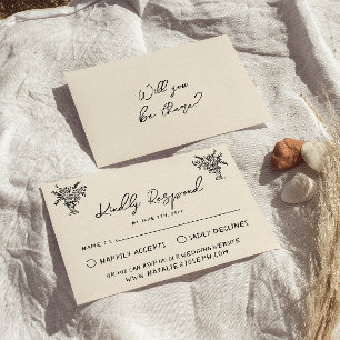 Retro Hand Written Drawn Bold Quirky Wedding RSVP Card