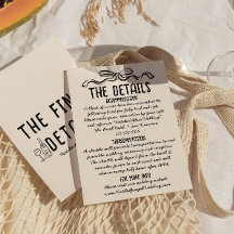 Retro Hand Written Drawn Bow Wedding Details