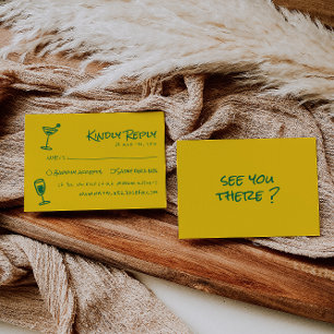 Retro Hand Written Drawn Colourful Funky Wedding  RSVP Card