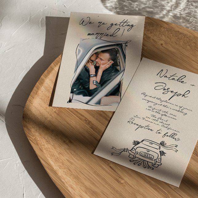 Retro Hand Written Drawn Romantic Cute Wedding Invitation (Creator Uploaded)