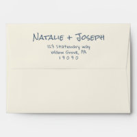 Retro Hand Written Navy Blue Fun Modern Wedding 