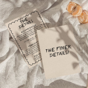 Retro Hand Written Quirky Frame Wedding Details    Enclosure Card