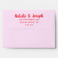 Retro Hand Written Red Pink Unique Modern Wedding