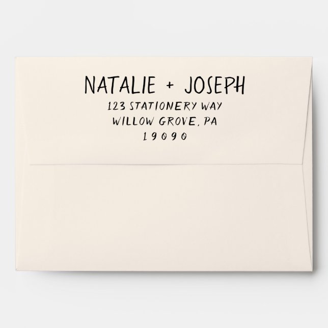 Retro Hand Written Retro Trendy Modern Wedding Envelope (Back (Top Flap))