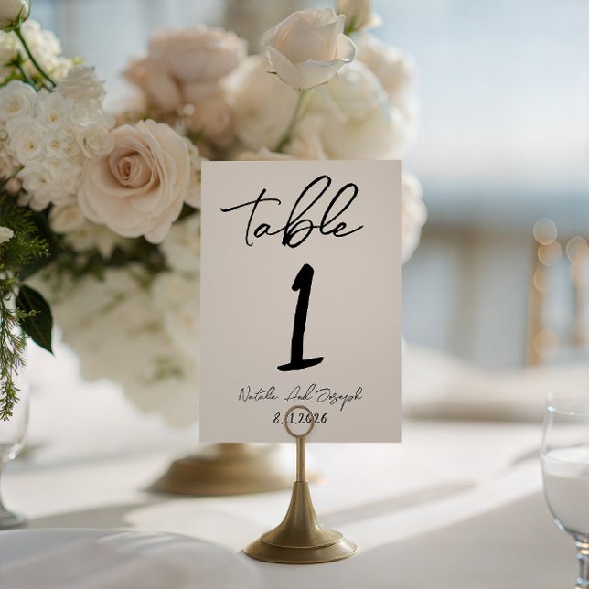 Retro Hand Written Whimsical Wedding Table Number (Creator Uploaded)