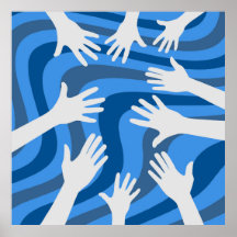 Retro Hands Blue Lines Art