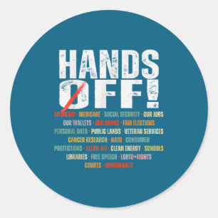 Retro Hands Off Protest Public Lands Medicare Patr Classic Round Sticker