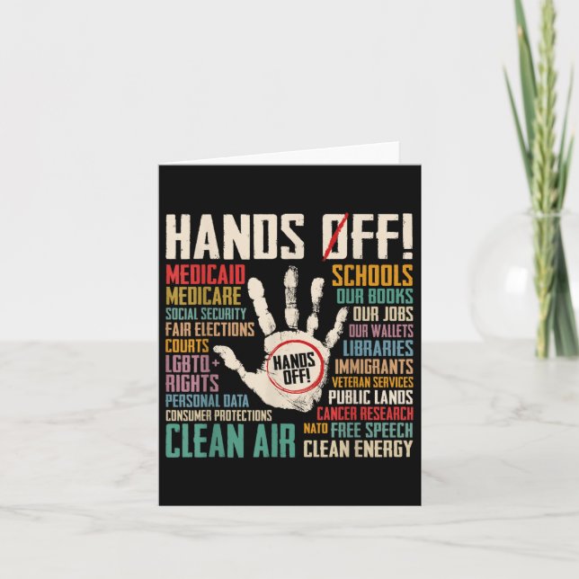 Retro Hands Off Protest Social Security And Medica Card (Front)