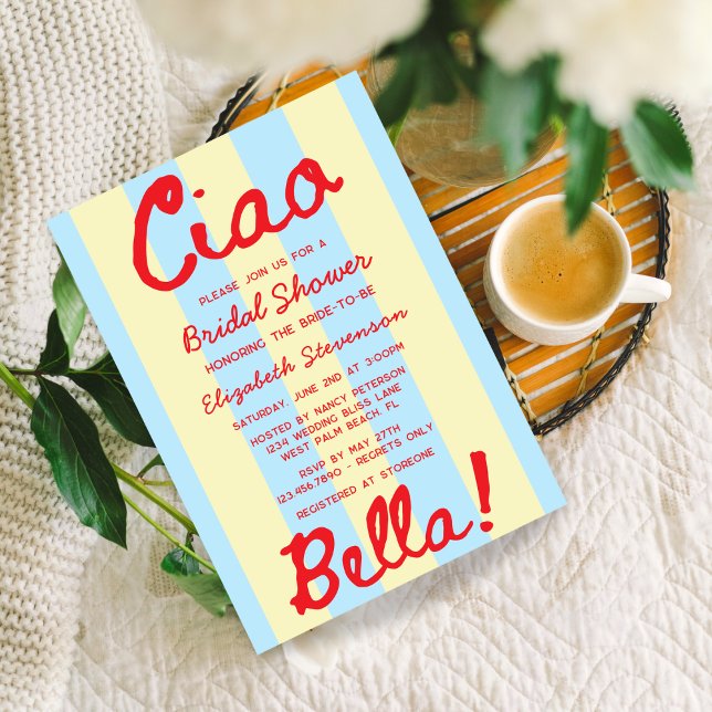 Retro Handwritten Italian Sunset Bridal Shower Invitation (Creator Uploaded)