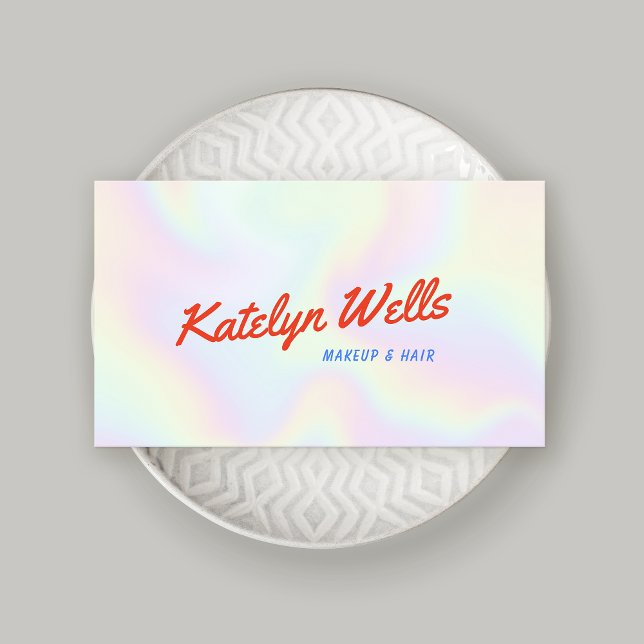 Retro Handwritten Script Beauty Holographic Business Card (Creator Uploaded)