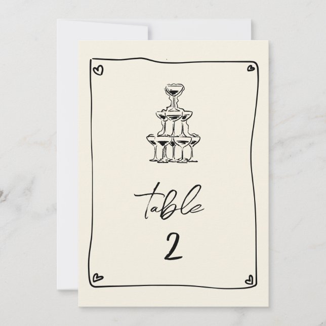 Retro Handwritten Wedding Table Number (Front)