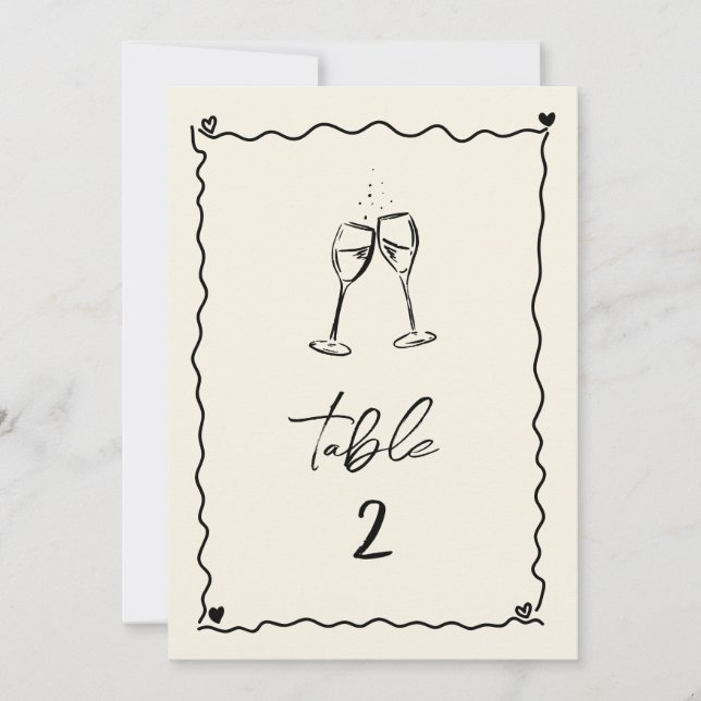 Retro Handwritten Wedding Table Number (Front)