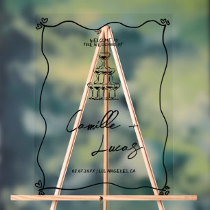 Retro Handwritten Whimisical Wedding Acrylic Sign