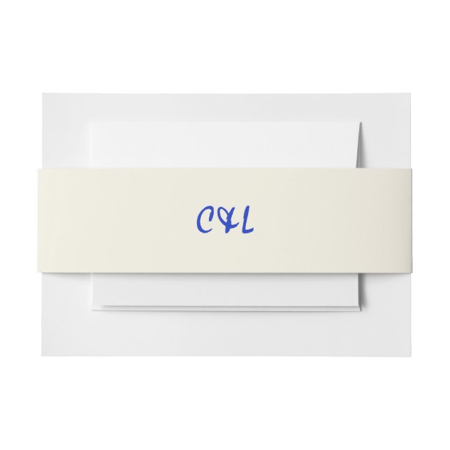 Retro Handwritten Whimsical Blue Invitation Belly Band (Front Example)