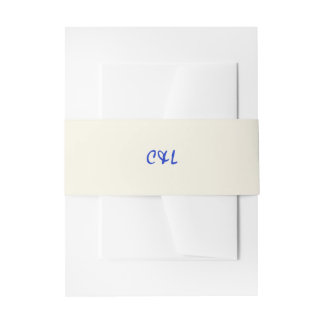 Retro Handwritten Whimsical Blue Invitation Belly Band