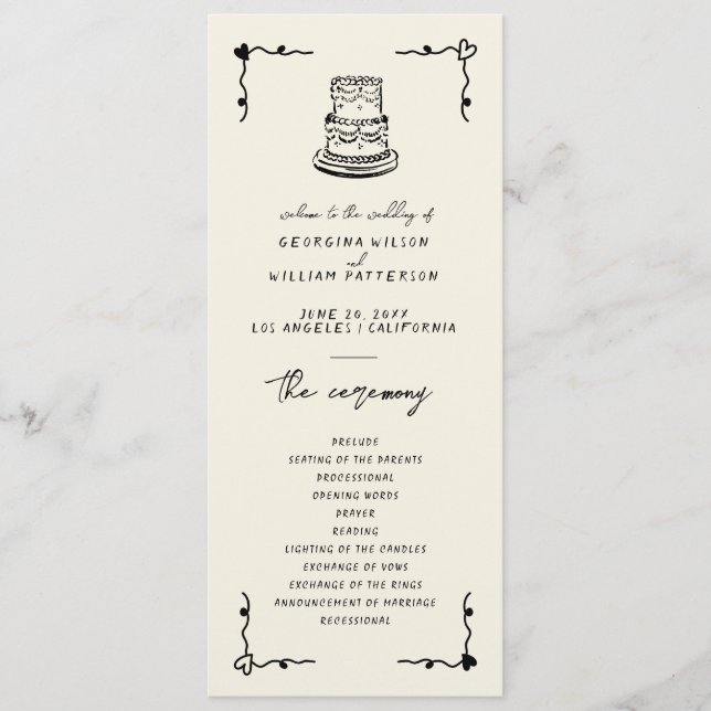 Retro Handwritten Whimsical Flat Program Programme (Front)