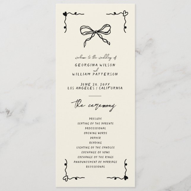 Retro Handwritten Whimsical Flat Program Programme (Front)