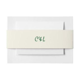 Retro Handwritten Whimsical Green Invitation Belly Band